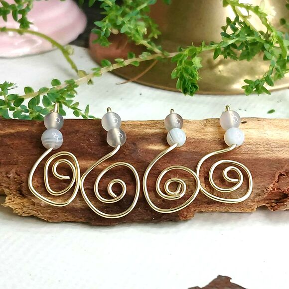 Dainty Agate Crystal Stud Earrings, Minimalist Gemstone Jewelry, 1" - Picture 1 of 3